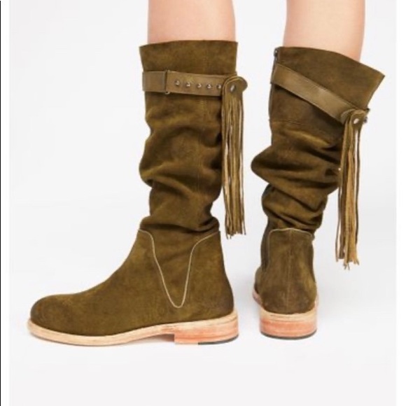 FREE PEOPLE suede khaki boot - Picture 2 of 4